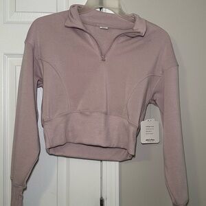 Women's Cropped Quarter-Zip Pullover - Dusty Mauve